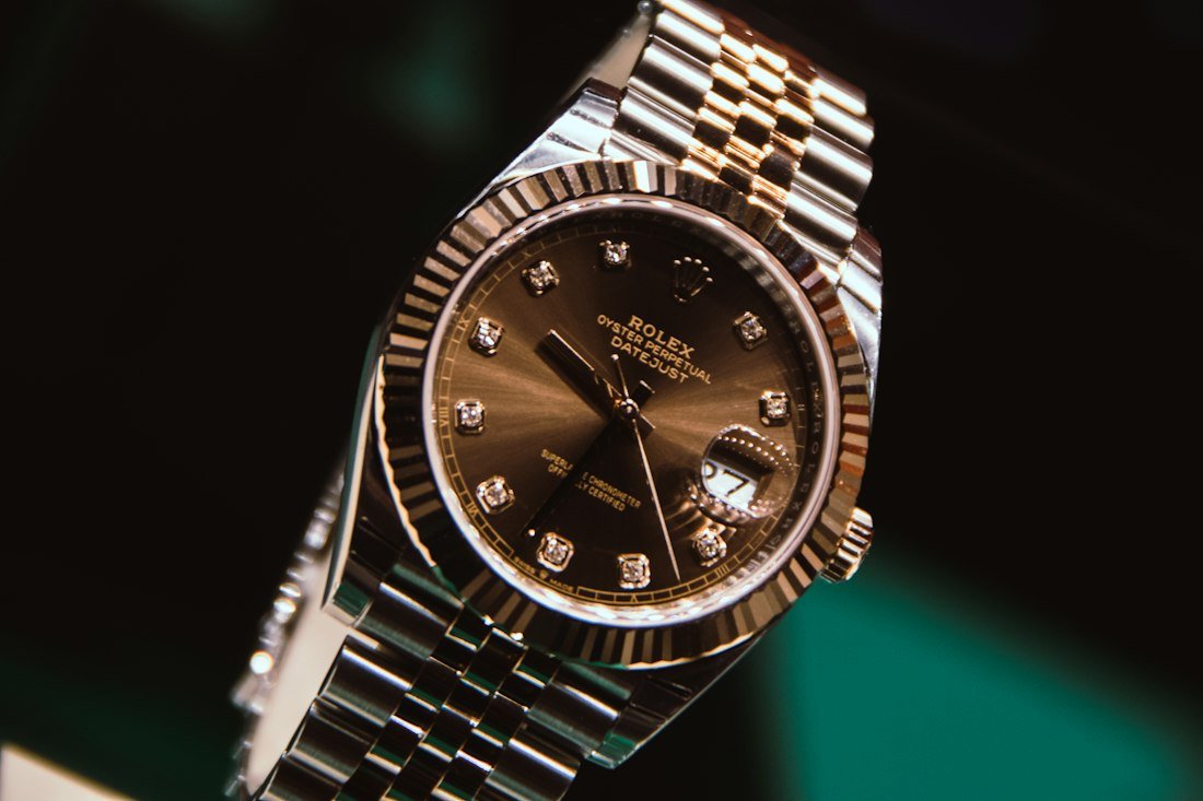 Gold and steel luxury watch close-up