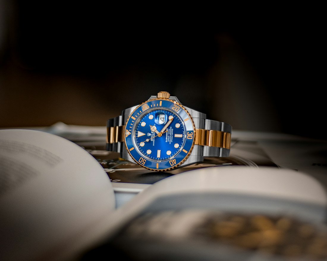 Rolex Submariner photographed in close detail